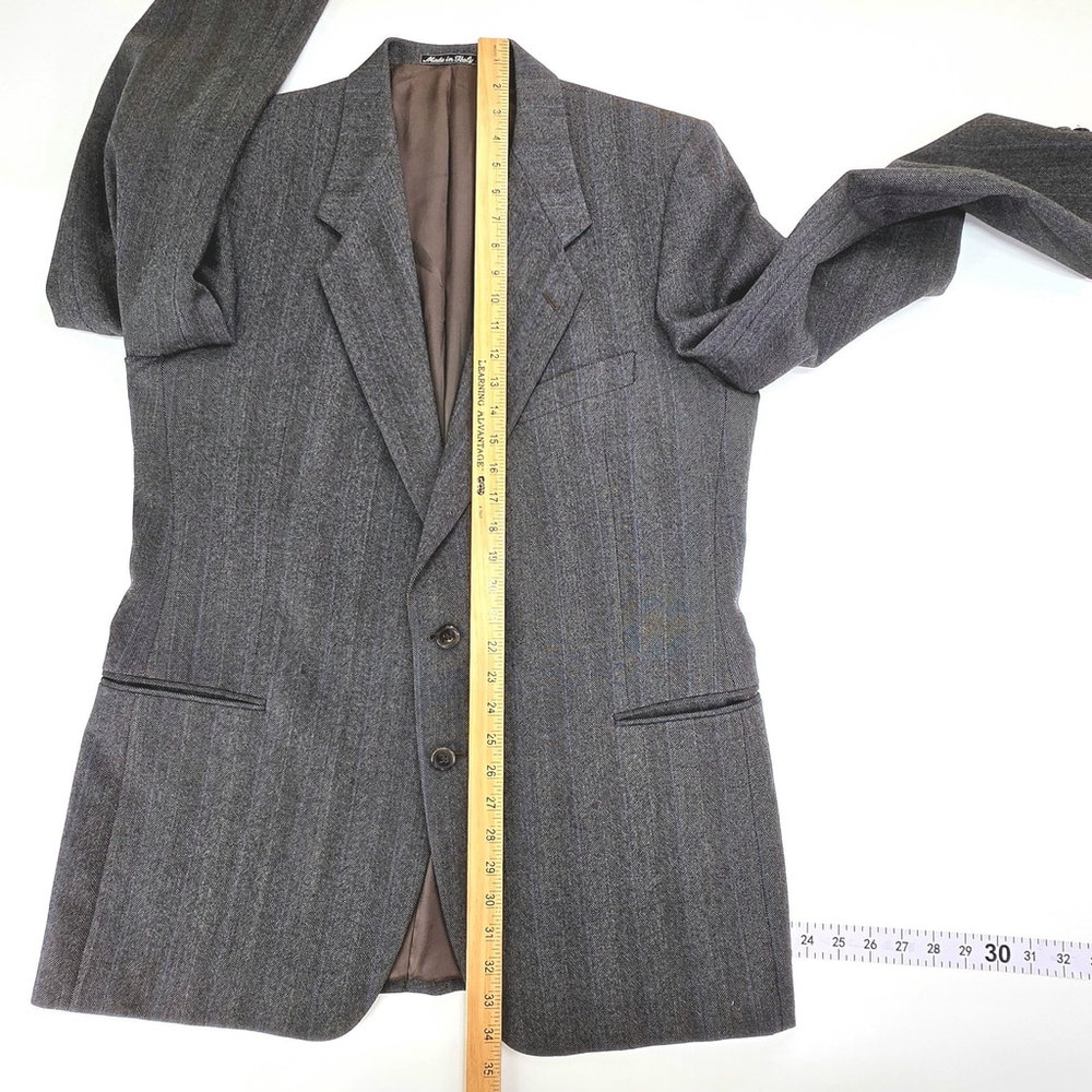 Montebello Italian Wool Blazer Men 42R Gray Blue Pinstripe Quite Luxury - Picture 13 of 16